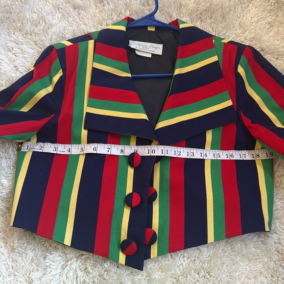 California designs  by Dorothy Samuel Vintage Striped Multicolor Cropped Jacket - Picture 13 of 15